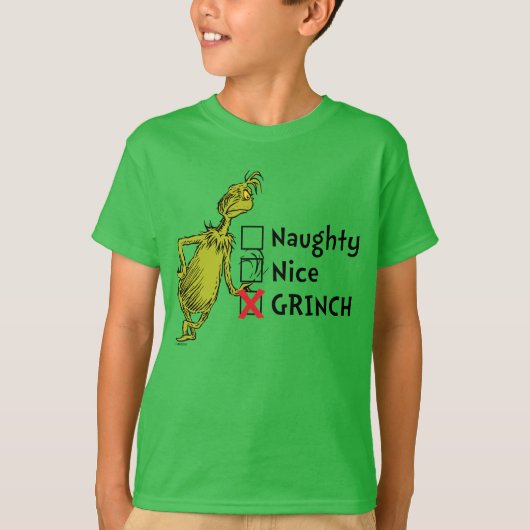 Naughty, Nice oder Grinch Zitat T-Shirt (Vorderseite)