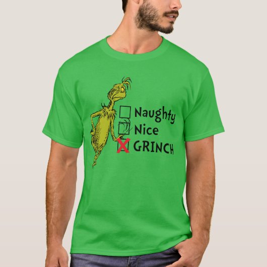 Naughty, Nice oder Grinch Zitat T-Shirt (Vorderseite)