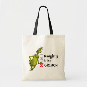 Naughty, Nice oder Grinch Zitat Tragetasche