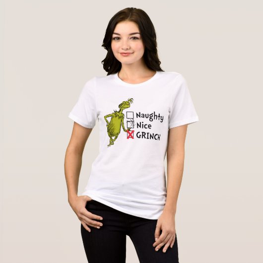 Naughty, Nice oder Grinch Zitat Tri-Blend Shirt (Vorderseite voll)