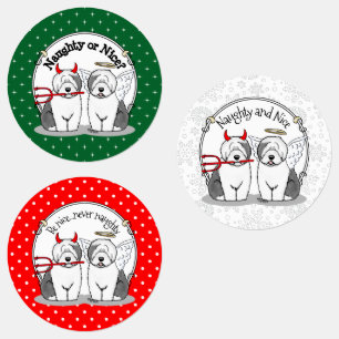 Naughty & Nice Old English Sheepdogs (Gray 1) Etiketten