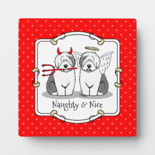 Naughty & Nice Old English Sheepdogs (Gray 1) Fotoplatte