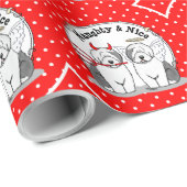 Naughty & Nice Old English Sheepdogs (Gray 1) Geschenkpapier (Rolleneckpunkt)