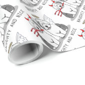 Naughty & Nice Old English Sheepdogs (Gray 1) Geschenkpapier (Rolleneckpunkt)