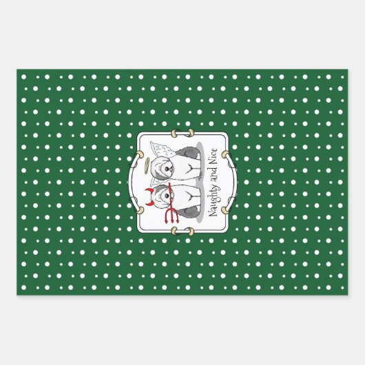 Naughty & Nice Old English Sheepdogs (Gray 1) Geschenkpapier Set (Vorderseite 3)