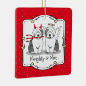 Naughty & Nice Old English Sheepdogs (Gray 1) Keramikornament (Rechts)