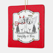 Naughty & Nice Old English Sheepdogs (Gray 1) Keramikornament (Links)