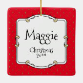 Naughty & Nice Old English Sheepdogs (Gray 1) Keramikornament (Rückseite)