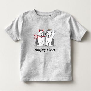 Naughty & Nice Old English Sheepdogs (Gray 1) Kleinkind T-shirt