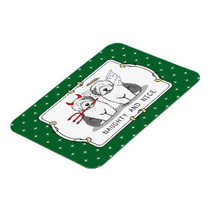 Naughty & Nice Old English Sheepdogs (Gray 1) Magnet
