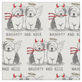 Naughty & Nice Old English Sheepdogs (Gray 1) Stoff (Nahaufnahme)