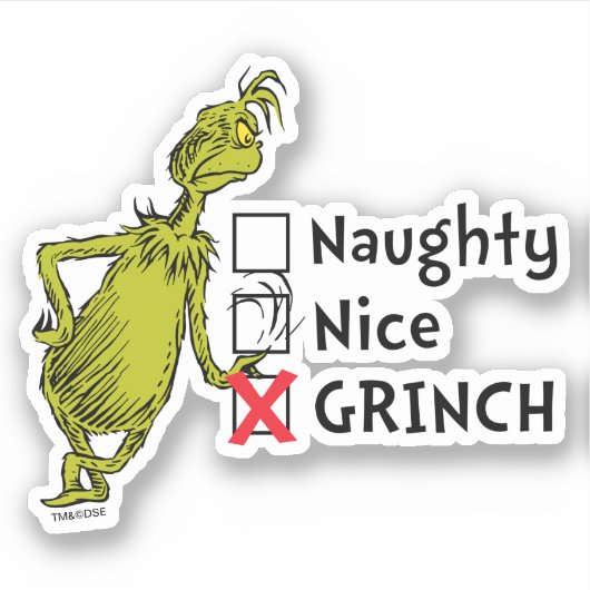 Naughty, Nice or Grinch Quote Aufkleber (Vorderseite)