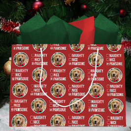 Naughty Nice Pawsome Christmas List, Dog Photo Große Geschenktüte