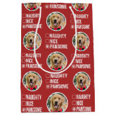 Naughty Nice Pawsome Christmas List, Dog Photo Mittlere Geschenktüte (Vorderseite)