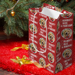 Naughty Nice Pawsome Christmas List, Dog Photo Mittlere Geschenktüte<br><div class="desc">This adorable dog photo Christmas gift bag is the perfect way to let Santa know that your furry friend is on the good list this year. The gift bag features a fun design with a list with the items Naughty, Nice, and Pawsome. Pawsome is checked with a paw print. Add...</div>