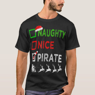 Naughty Nice Pirate Christmas Funny Santa Reindeer T-Shirt
