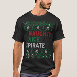 Naughty Nice Pirate Funny Christmas Geschenke Chec T-Shirt