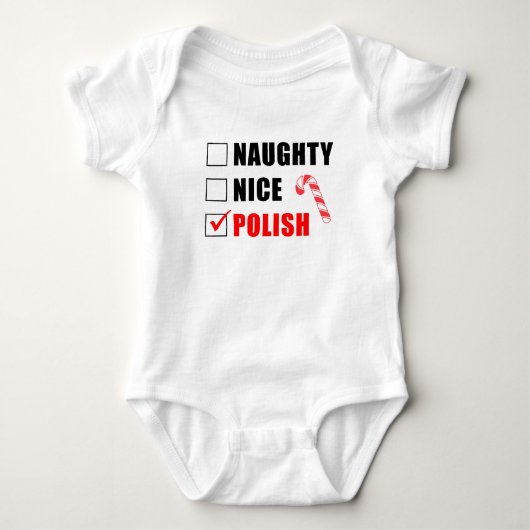Naughty Nice Polish Santa List Baby Bodysuit Baby Strampler (Vorderseite)