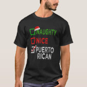 Naughty Nice Puerto-Rico Weihnachten Pajamas Funny T-Shirt (Vorderseite)