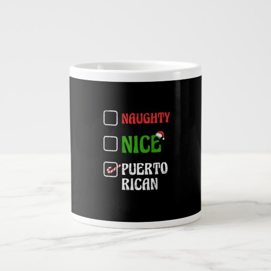 Naughty Nice Puertorican Santa Holiday Sweet  Jumbo-Tasse (Vorderseite)