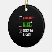 Naughty Nice Puertorican Santa Holiday Sweet Keramik Ornament (Links)