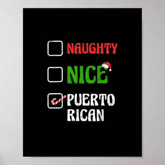 Naughty Nice Puertorican Santa Holiday Sweet Poster (Vorne)
