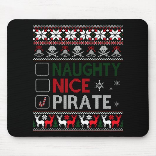 Naughty Nice Rate Funny Christmas Checklist Ugly T Mousepad (Vorne)