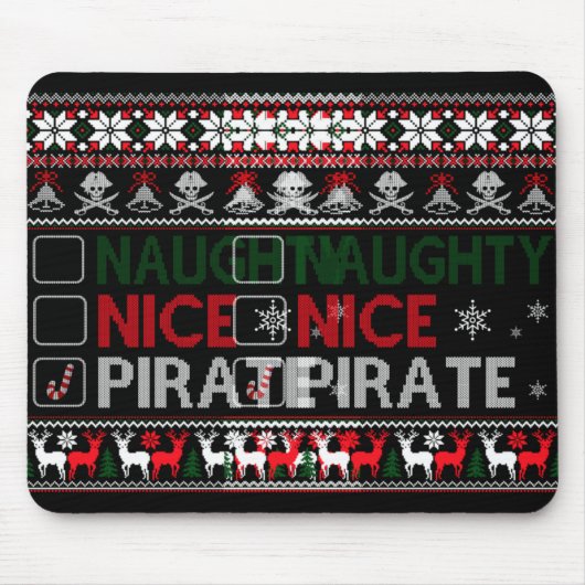 Naughty Nice Rate Funny Christmas Checklist Ugly T Mousepad (Vorne)