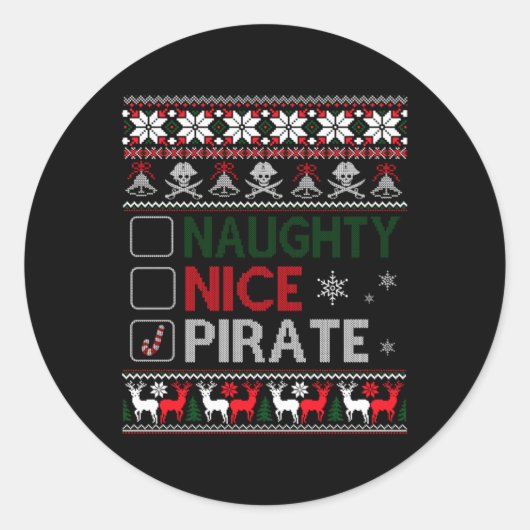 Naughty Nice Rate Funny Christmas Checklist Ugly T Runder Aufkleber (Vorderseite)
