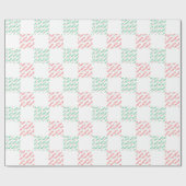 Naughty Nice Red Green Christmas Checkerboard Geschenkpapier (Flach)