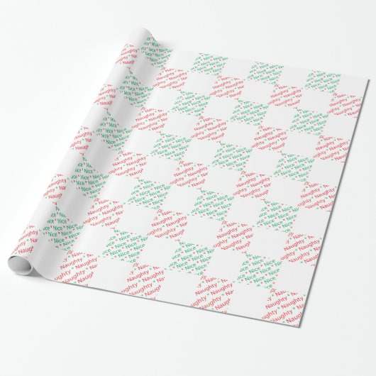 Naughty Nice Red Green Christmas Checkerboard Geschenkpapier (Ungerollt)