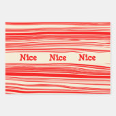 Naughty Nice Red Peppermint Candy Marmorstreifen Geschenkpapier Set (Vorderseite 2)