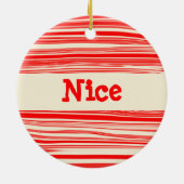 Naughty Nice Red Peppermint Candy Marmorstreifen Keramik Ornament (Hinten)