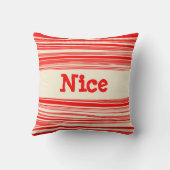 Naughty Nice Red Peppermint Candy Marmorstreifen Kissen (Rückseite)