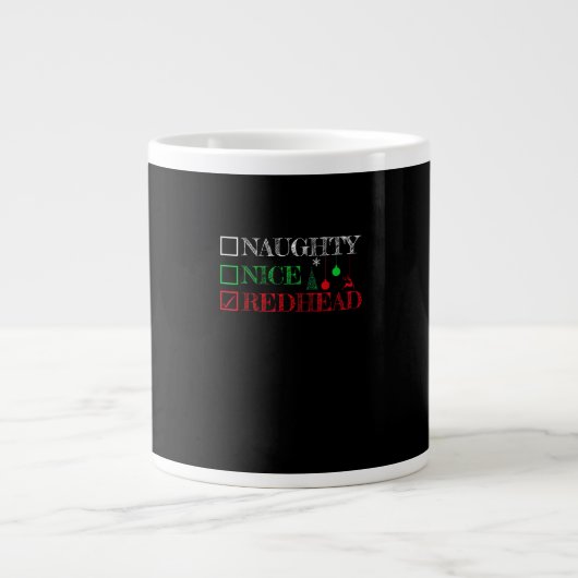 Naughty Nice Redhead Christmas Funny Holiday Jumbo-Tasse (Vorderseite)