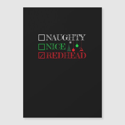 Naughty Nice Redhead Christmas Funny Holiday Magnetkarte (Vorderseite)