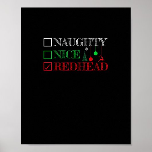 Naughty Nice Redhead Christmas Funny Holiday Poster (Vorne)