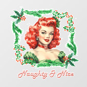 Naughty & Nice Retro Christmas Pinup Fensteraufkleber (Blatt)