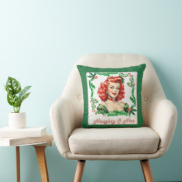 Naughty & Nice Retro Christmas Pinup Kissen