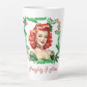 Naughty & Nice Retro Christmas Pinup Milchtasse (Vorderseite)