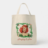 Naughty & Nice Retro Christmas Pinup Tragetasche (Rückseite)