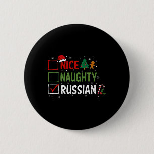 Naughty Nice Russian Christmas Pajamas Santa Claus Button