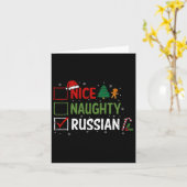 Naughty Nice Russian Christmas Pajamas Santa Claus Karte (Gelbe Blume)