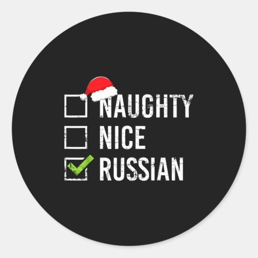 Naughty Nice Russian Shirt Santa Funny Russia Chri Runder Aufkleber (Vorderseite)