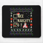 Naughty Nice Six Seven Kids Ugly Christmas Sweater Mousepad (Vorne)