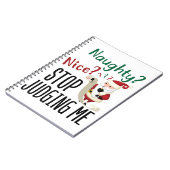 Naughty Nice Stopp Judge Me Funny Weihnachten Notizblock (Linke Seite)