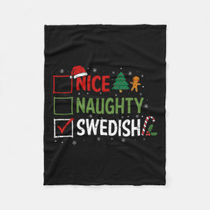 Naughty Nice Swedish Christmas Pajamas Santa Claus Fleecedecke