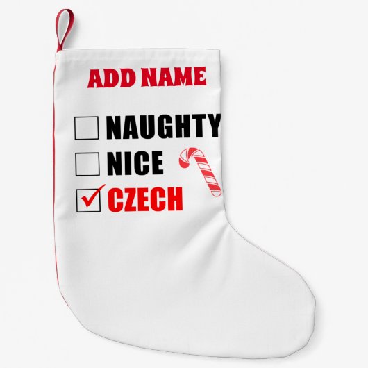 Naughty Nice Tschechisch Personalisiert Kleiner Weihnachtsstrumpf (Vorderseite)