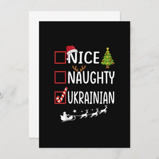 Naughty Nice ukrainian Christmas Pajamas Santa Cla Einladung (Vorne/Hinten)