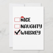 Naughty Nice Whiskey Weihnachtsliste Einladung (Vorderseite)